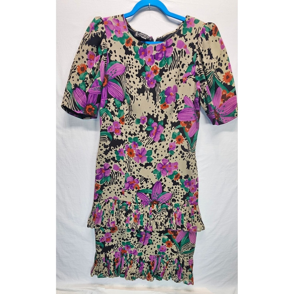 Vintage Alta Moda Luan Sarè 100% Silk Floral Dress Made in Italy‎ Size 44